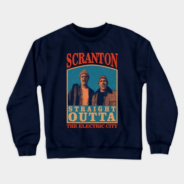 Scranton Electric City Straight Otta Retro 70s Crewneck Sweatshirt by Aspita